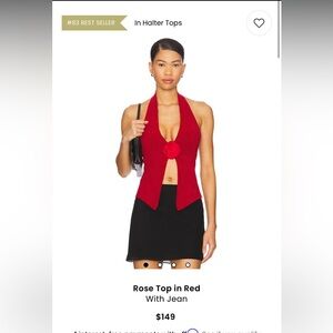 With jean Rose Top in Red